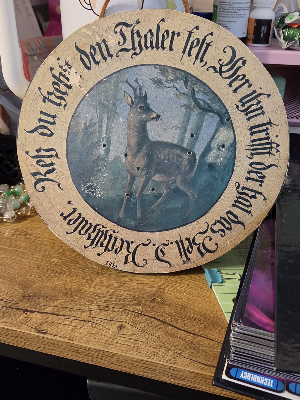 Vintage German Stag Target Wall Decor